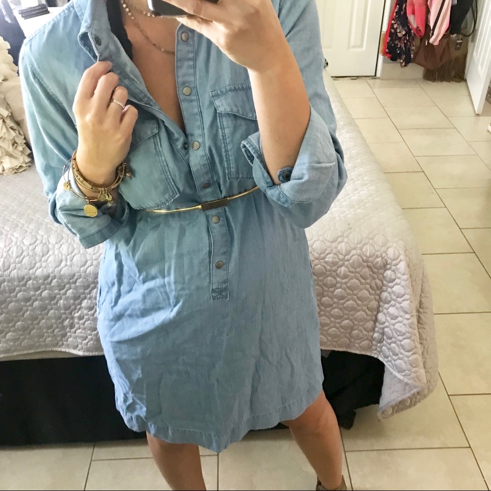WHBM chambray button down dress- size 10